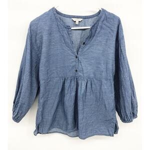 Womens Lucky Brand Blue Striped Peasant Vintage Top Size S/P